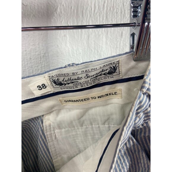 POLO By POLO BY RALPH LAUREN MENS 38 X 9 SEERSUCKER BROWN STRIPED SHORTS - Picture 3 of 3